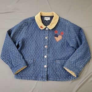 VINTAGE Haiks Jacket Womens XL * Long Sleeve Embroidered American Flag Denim